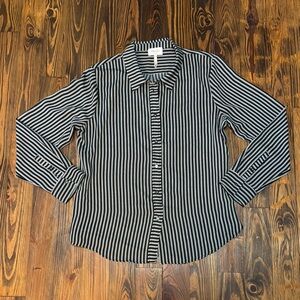 Laundry by Shelli Segal Light & Flowy Black and White Striped Top